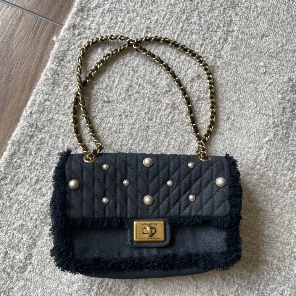 Karl Lagerfeld Paris Agyness Denim Shoulder Bag
